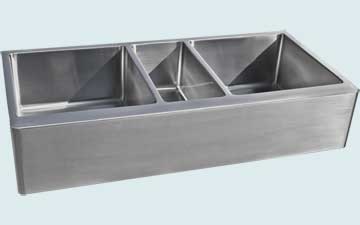 Kitchen Sinks - Stainless Kitchen Sinks- Extra Large Sinks Stainless Kitchen Sinks - Long Triple Bowl # 4823