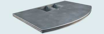 Countertops - Zinc Countertops- Island Zinc Countertops - Curved Mont St. Michel Edge # 2963