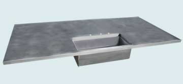 Countertops - Zinc Countertops- Island Zinc Countertops - Undermount Matte Stainless Sink # 2986