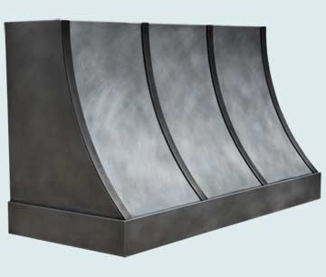 Hoods - Zinc Hoods- Sweep Front Zinc Hoods - Smooth Hood W/ Light Patina & Darker Straps # 4730