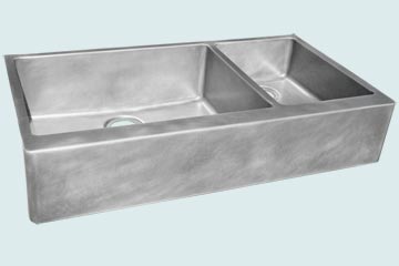 Kitchen Sinks - Zinc Kitchen Sinks- Custom Farmhouse Sinks Zinc Kitchen Sinks - Classic Double In Smooth Zinc # 3844