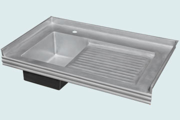 Kitchen Sinks - Zinc Kitchen Sinks- Drainboards Zinc Kitchen Sinks - Ribbed Drainboard & Backsplash # 5300