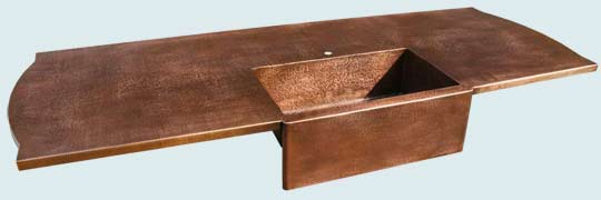 Handcrafted-Copper-Countertops-Scroll Ends W/ Extended Apron Sink