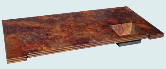 Handcrafted-Copper-Countertops-Mont St Michel Edges & Cracklin Fire Patina
