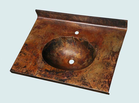Handcrafted-Copper-Countertops-Canyonlands Old World Patina, Oval Sink