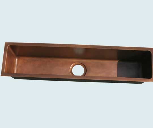 Handcrafted-Copper-Kitchen Sinks-42" Trough with Center Drain