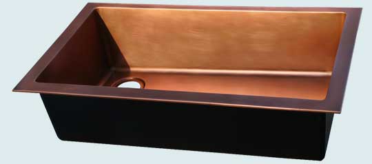 Handcrafted-Copper-Kitchen Sinks-Smooth Drop-In With Drain At One End