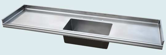 Handcrafted-Pewter-Countertops-Integral Sink & Splash On Three Sides