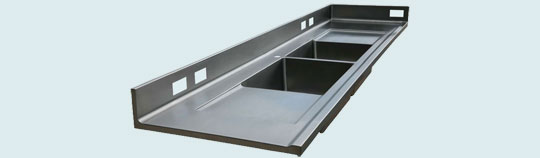 Handcrafted-Stainless-Countertops-Double Sink W/ Double Drainboard & Splash